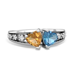 Citrine Heart To Heart 14K White Gold ring R3342