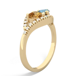 Citrine Mother And Child 14K Yellow Gold ring R3010