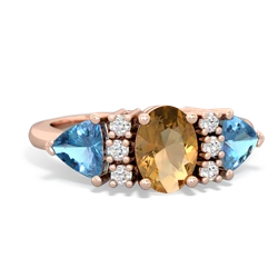 Citrine Antique Style Three Stone 14K Rose Gold ring R2186