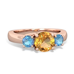 Citrine Three Stone Round Trellis 14K Rose Gold ring R4018