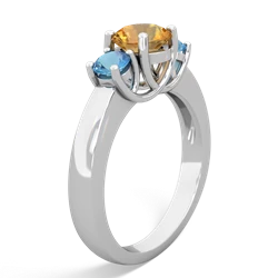 Citrine Three Stone Round Trellis 14K White Gold ring R4018