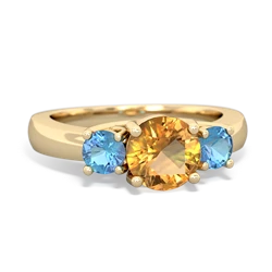 Citrine Three Stone Round Trellis 14K Yellow Gold ring R4018