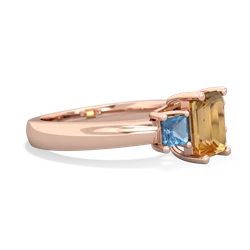 Citrine Three Stone Emerald-Cut Trellis 14K Rose Gold ring R4021