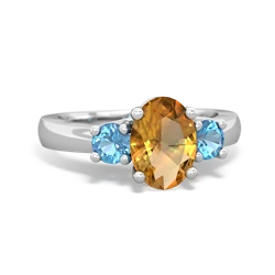 Citrine Three Stone Oval Trellis 14K White Gold ring R4024