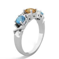 Citrine Hugs And Kisses 14K White Gold ring R5016