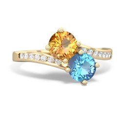 Citrine Channel Set Two Stone 14K Yellow Gold ring R5303