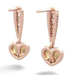 Citrine Filligree Heart 14K Rose Gold earrings E5070