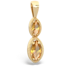 Citrine Antique-Style Halo 14K Yellow Gold pendant P5700