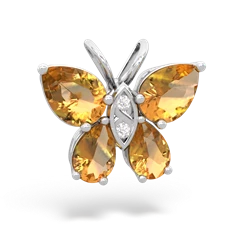 Citrine Butterfly 14K White Gold pendant P2215