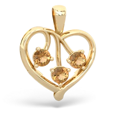 Lab Pink Sapphire Glowing Heart 14K Yellow Gold pendant P2233