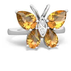 Citrine Butterfly 14K White Gold ring R2215