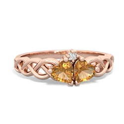 Citrine Heart To Heart Braid 14K Rose Gold ring R5870