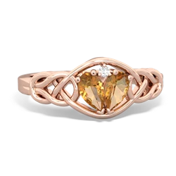 Citrine Celtic Love Knot 14K Rose Gold ring R5420