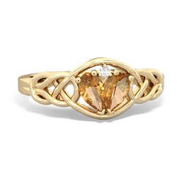 Citrine Celtic Love Knot 14K Yellow Gold ring R5420