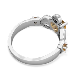 Lab Ruby Claddagh Keepsake 14K White Gold ring R5245