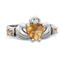 White Topaz Claddagh Keepsake 14K White Gold ring R5245