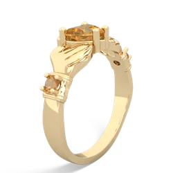 White Topaz Claddagh Keepsake 14K Yellow Gold ring R5245