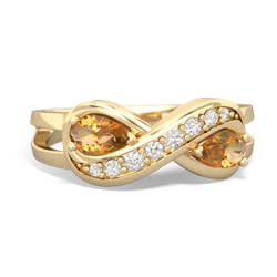 Citrine Diamond Infinity 14K Yellow Gold ring R5390