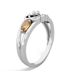 Citrine Hearts Intertwined 14K White Gold ring R5880