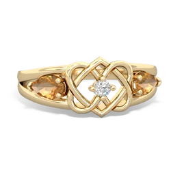 Citrine Hearts Intertwined 14K Yellow Gold ring R5880
