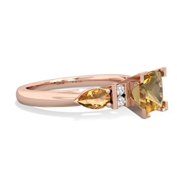 Smoky Quartz 6Mm Princess Eternal Embrace Engagement 14K Rose Gold ring C2002