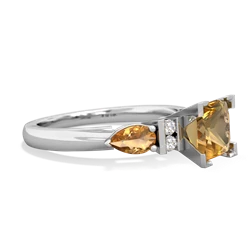 Smoky Quartz 6Mm Princess Eternal Embrace Engagement 14K White Gold ring C2002