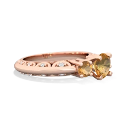 Citrine Art Deco Eternal Embrace Engagement 14K Rose Gold ring C2003