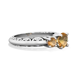 Citrine Art Deco Eternal Embrace Engagement 14K White Gold ring C2003