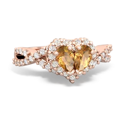 Citrine Diamond Twist 'One Heart' 14K Rose Gold ring R2640HRT