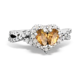 Citrine Diamond Twist 'One Heart' 14K White Gold ring R2640HRT