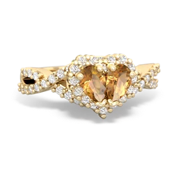 Citrine Diamond Twist 'One Heart' 14K Yellow Gold ring R2640HRT