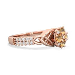 Citrine Celtic Knot Cluster Engagement 14K Rose Gold ring R26443RD