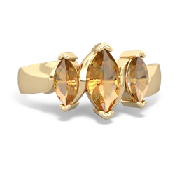 Smoky Quartz Three Peeks 14K Yellow Gold ring R2433