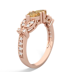 Citrine Diamond Butterflies 14K Rose Gold ring R5601