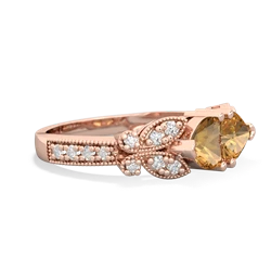 Citrine Diamond Butterflies 14K Rose Gold ring R5601