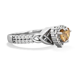 Citrine Celtic Knot Two Hearts As One 14K White Gold ring R2644HRT