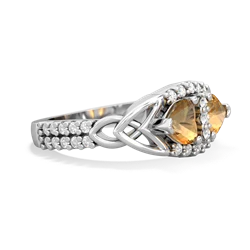 Citrine Sparkling Celtic Knot 14K White Gold ring R2645