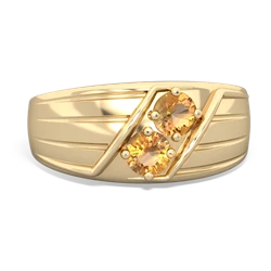 Citrine Men's Streamline 14K Yellow Gold ring R0460