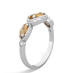 Citrine Milgrain Marquise 14K White Gold ring R5700