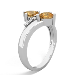 Citrine Heart To Heart 14K White Gold ring R2064