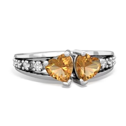 Citrine Heart To Heart 14K White Gold ring R3342