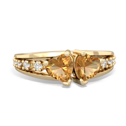 Citrine Heart To Heart 14K Yellow Gold ring R3342