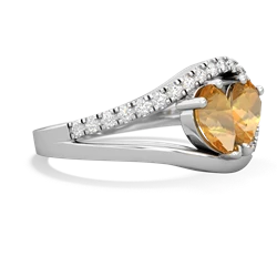 Citrine Nestled Heart Keepsake 14K White Gold ring R5650