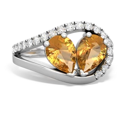 Citrine Nestled Heart Keepsake 14K White Gold ring R5650