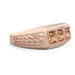 Opal Three Stone Tire Tread Men's 14K Rose Gold ring R0520