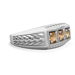 Onyx Three Stone Tire Tread Men's 14K White Gold ring R0520