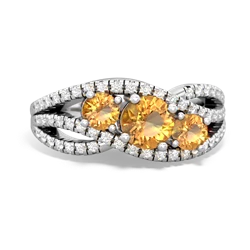 Citrine Three Stone Aurora 14K White Gold ring R3080