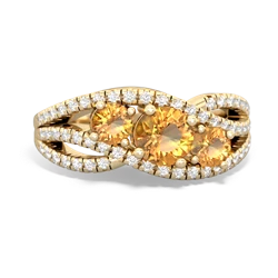 Lab Sapphire Three Stone Aurora 14K Yellow Gold ring R3080