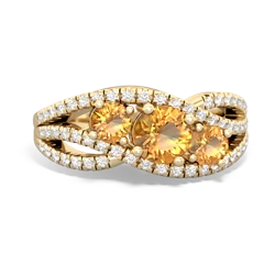 Fire Opal Three Stone Aurora 14K Yellow Gold ring R3080