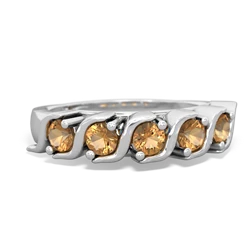 Citrine Anniversary Band 14K White Gold ring R2089